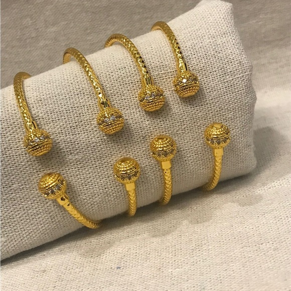 Cuff Bracelet, Stacking Gold Cuff Bracelet, Gold Bangles Gift for Women, Wedding - Picture 4 of 8